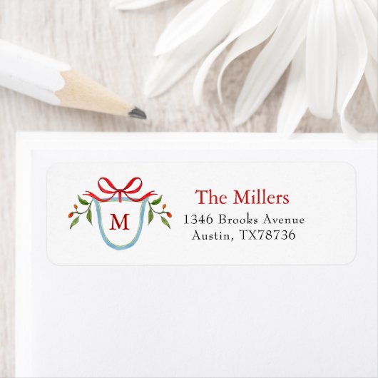 Crest met citrus & Bow Monogram Holiday Label (Insitu)