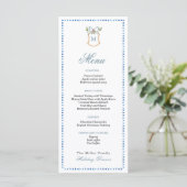 Crest met monogram Blauwe & Witte Vakantie Menu (Staand voorkant)