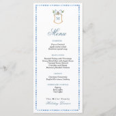 Crest met monogram Blauwe & Witte Vakantie Menu (Voorkant)