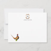 Crest met veren Monogrammen plat Bedankkaart (Voorkant)