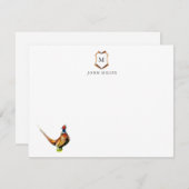 Crest met veren Monogrammen plat Bedankkaart (Voorkant / Achterkant)