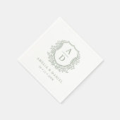 Crest Modern Monogram Trouwwijze Groen Servet (Hoek)