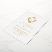 Crest Monogram 2 Initialen Elegante Trouw Goud Folie Uitnodiging (Gedraaid)