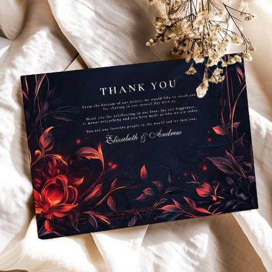 Crest Monogram Art Nouveau Bloemenbruiloft Bedankkaart