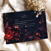 Crest Monogram Art Nouveau Bloemenbruiloft RSVP Kaartje