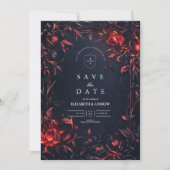 Crest Monogram Art Nouveau Bloemenbruiloft Save The Date (Voorkant)