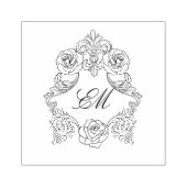 Crest Monogram Barok Botanische Bruiloft Logo Rubberstempel (Afrduk)