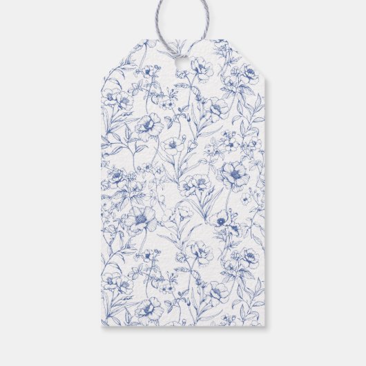 Crest Monogram Blauw Chinoiserie Bruiloft Logo Cadeaulabel (Achterkant)