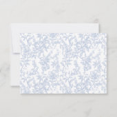 Crest Monogram Blue and White Floral Script RSVP Kaartje (Achterkant)