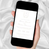 Crest Monogram Blush Roze Huwelijksuitnodiging Kaart
