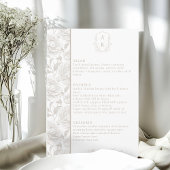 Crest Monogram Bord Taupe Wedding Menu Kaart