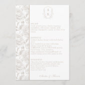 Crest Monogram Bord Taupe Wedding Menu Kaart (Voorkant)