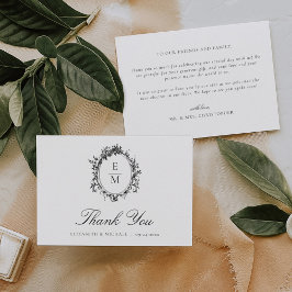 Crest Monogram Botanische bruiloft Bedankkaart