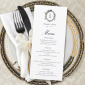 Crest Monogram Botanische bruiloft Menu
