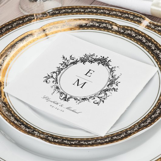 Crest Monogram Botanische bruiloft Servet