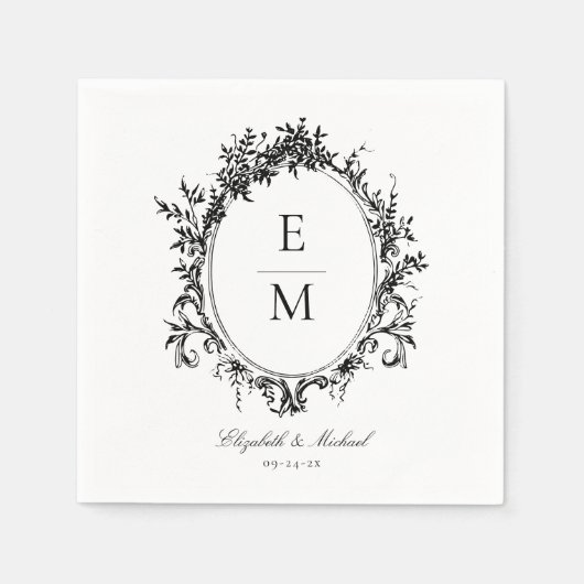  Crest Monogram Botanische bruiloft Servet (Voorkant)