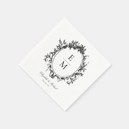  Crest Monogram Botanische bruiloft Servet (Hoek)