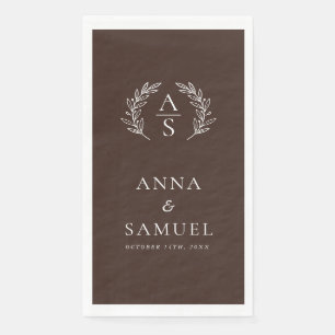 Crest Monogram Chocolade Bruin en Witte Bruiloft Servet