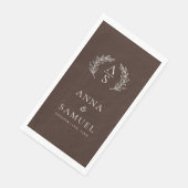 Crest Monogram Chocolade Bruin en Witte Bruiloft Servet (Hoek)