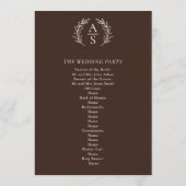 Crest Monogram Chocolade Bruin en Witte Trouw Programmakaart (Achterkant)