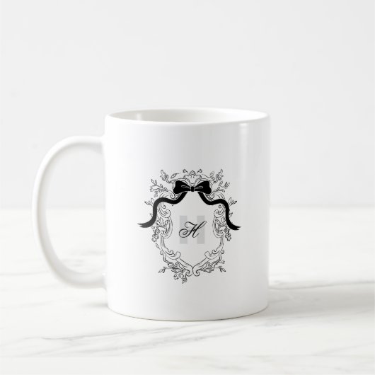 Crest Monogram Coquette Boog Naam Initialen Koffiemok (Links)