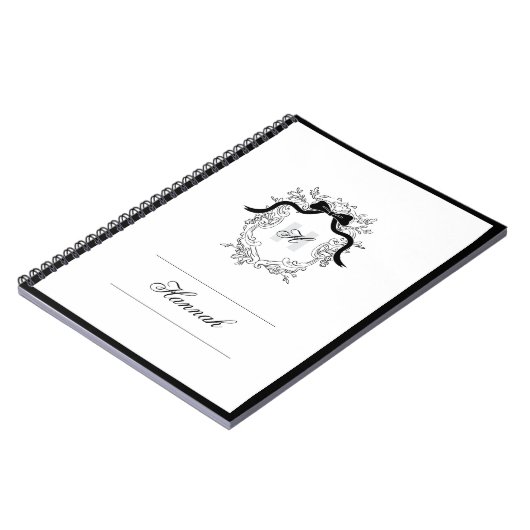 Crest Monogram Coquette Boog Naam Initialen Notitieboek (Linkerzijde)