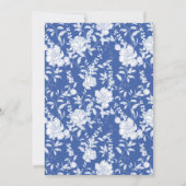 Crest Monogram Delft Blauw Bloemmotief Schrift Save The Date (Achterkant)
