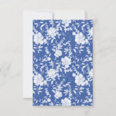 Crest Monogram Delft Blauw Bloemmotief Script RSVP Kaartje (Achterkant)