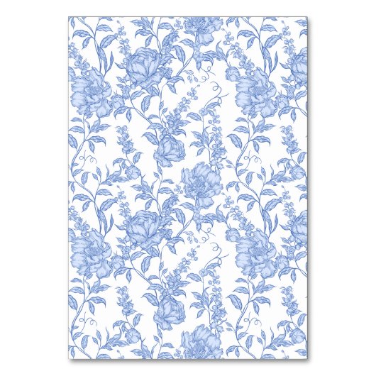 Crest Monogram Delft Blue Floral Script Kaart (Achterkant)