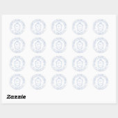 Crest Monogram Dusty Blue Floral Wedding Ronde Sticker (Vel)
