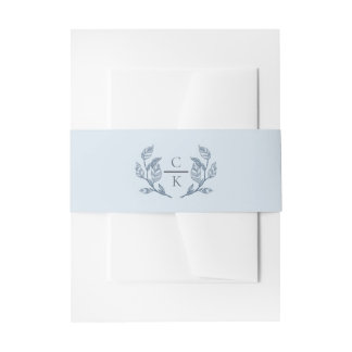 Crest Monogram Frans Toile Blauwe Trouw Uitnodigingen Wikkel