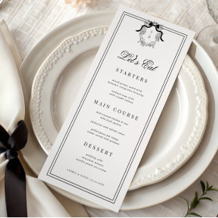 Crest Monogram Franse Boog Laten we Trouwen Witte  Menu