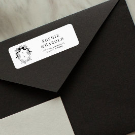 Crest Monogram Franse bruiloft retour adres Etiket