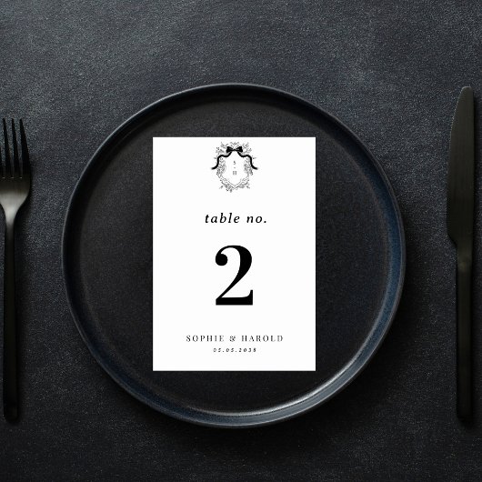 Crest Monogram Franse Coquette Bow Formele bruilof Kaart