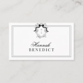 Crest Monogram Franse Coquette Dubbel Lijst Visitekaartje (Voorkant)