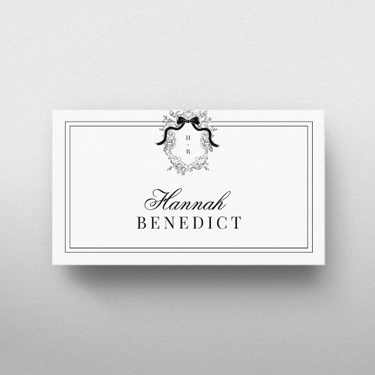 Crest Monogram Franse Coquette Dubbel Lijst Visitekaartje