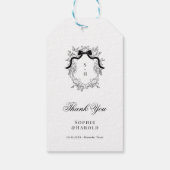 Crest Monogram Franse strik lint bruiloft Dank u Cadeaulabel (Achterkant)