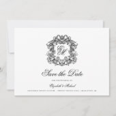   Crest Monogram Huwelijksfoto Save The Date (Voorkant)