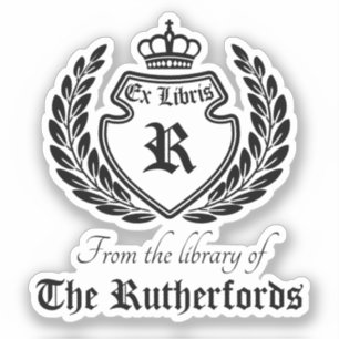  Crest Monogram Kroonkrans Ex Libris Sticker