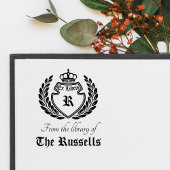 Crest Monogram Kroonkrans Ex Libris Zelfinktende Stempel