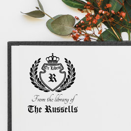  Crest Monogram Kroonkrans Ex Libris Zelfinktende Stempel