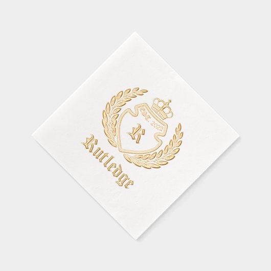  Crest Monogram Kroonkrans vastgesteld Folie Servetten (Rechts)