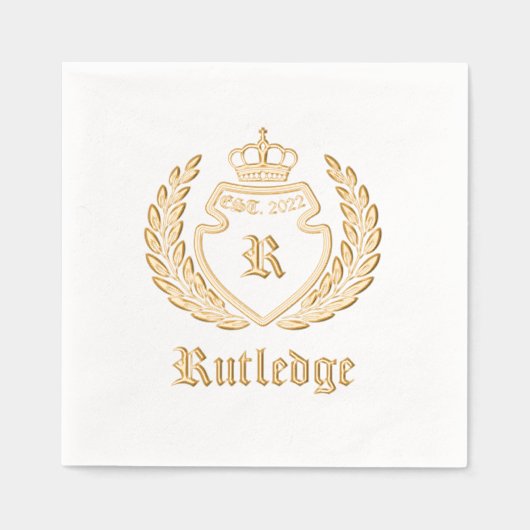 Crest Monogram Kroonkrans vastgesteld Folie Servetten (Voorkant)