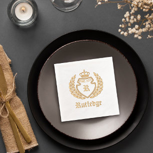  Crest Monogram Kroonkrans vastgesteld Folie Servetten