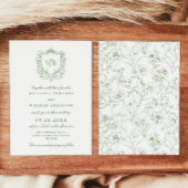Crest Monogram Logo Botanische Bruiloft Kaart