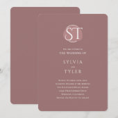 Crest Monogram Mauve Typografie Bruiloft Kaart (Voorkant / Achterkant)