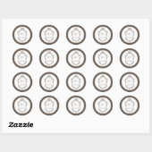Crest Monogram Mocha En Crème Trouwset Ronde Sticker (Vel)