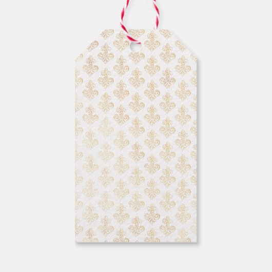 Crest Monogram Ornament Gouden Textuur Bruiloft Lo Cadeaulabel (Achterkant)