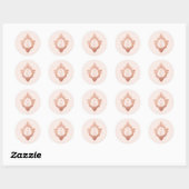 Crest Monogram Roze Goud Blush Antieke Trouw Ronde Sticker (Vel)