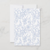 Crest Monogram Soft Delft Blue Floral Script RSVP Kaartje (Achterkant)